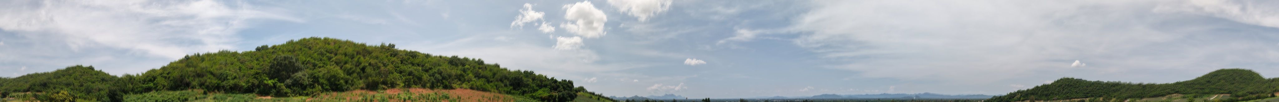 A 360 degree panorama from Villa A3: forested hills to the north and east, farmland and distant ranges to the west and south